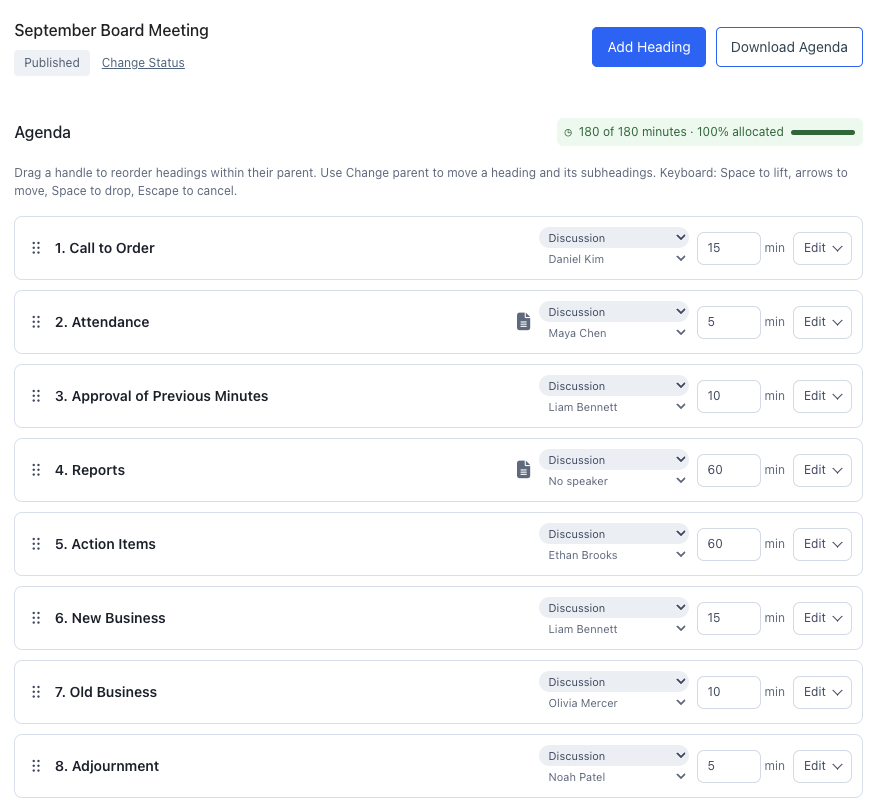 BoardSite agenda and minutes builder